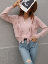 Pullover mit geripptem Rand und Fransendetail